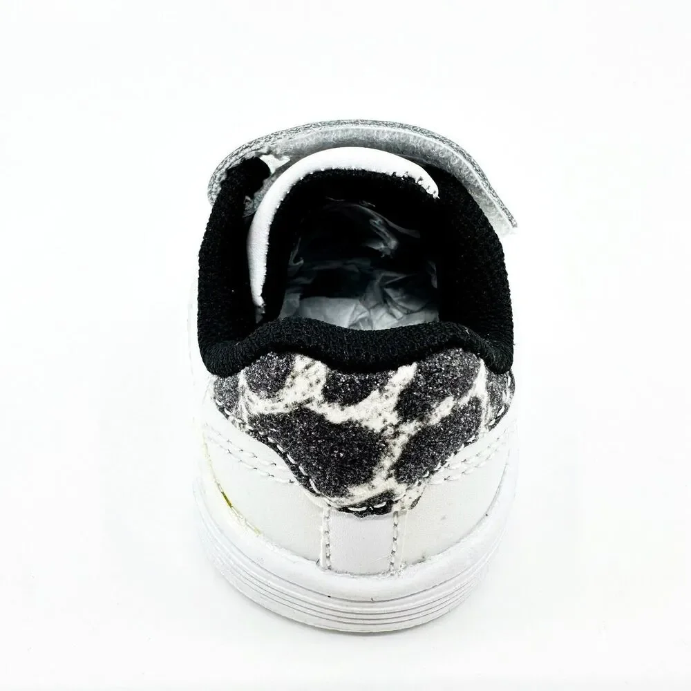 K-Swiss Court Palisades Strap White Metal Leopard Baby Size 4 Sneakers 27006 137